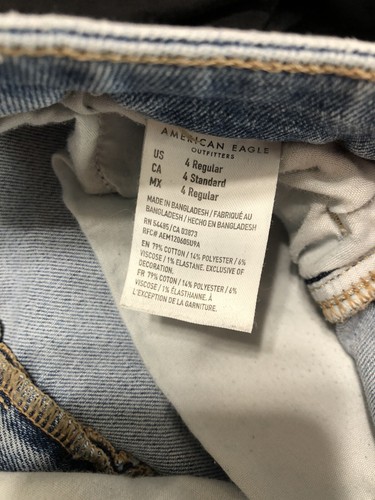 American Eagle helle Waschung Stretch Mom Jeans Größe 4 Reg hoher Bund gebraucht, in einwandfreiem Zustand Angebot #2 - Bild 8 von 8