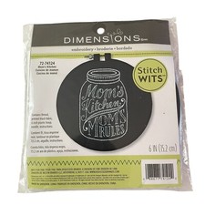 Dimensions Embroidery Kit Mom's Kitchen Mason Jar on Black w Hoop