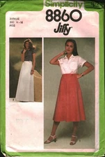8860 Simplicity Sewing Pattern Misses 1970s Jiffy Front Wrap Skirt 2 Lengths Med