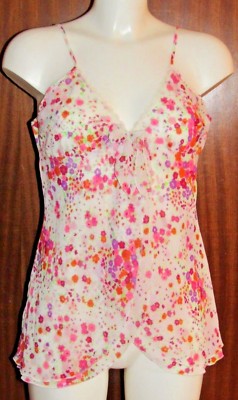 Camisole Babydoll rosa Blumen verstellbarer Riemen vorne offen Valentinstag Geschenkidee AX5