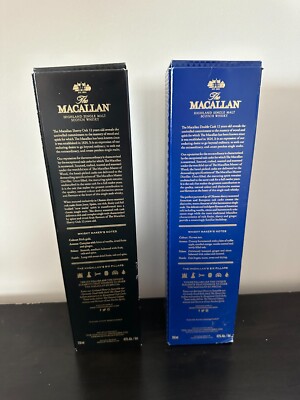2 pack MACALLAN 12 Year Sherry Oak Cask Scotch Whisky Empty Blue