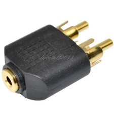 2PCS 3.5 mm Female To 2 RCA MALE Stereo Audio Adapter Connector Converter
