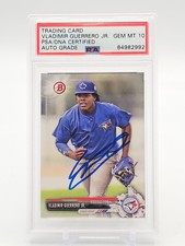 VLADIMIR GUERRERO JR. 2017 BOWMAN BASE AUTOGRAPH #BP32 BLUE JAYS PSA 10 Q4256