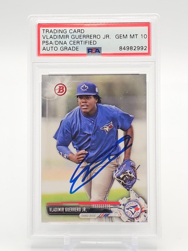 VLADIMIR GUERRERO JR. 2017 BOWMAN BASE AUTOGRAPH #BP32 BLUE JAYS PSA 10 Q4256