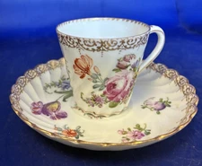 Antique Dresden Hand Painted Demitasse Cup and Saucer   #2