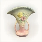 Vintage 1940’s Hull Pottery 108 Camellia Rose NO 108- 9” Fan Vase K3