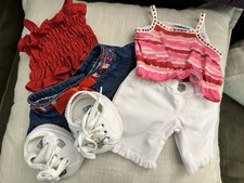 Build A Bear 4th of July Clothes: 2 Patriotic Tanks Matching Shorts White Shoes