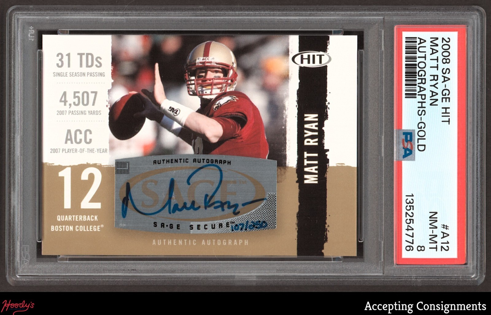 Matt Ryan SA-GE Hit Autographs #A12 Gold
