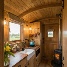 Small Ceramic Belfast Kitchen Sink & Waste Ideal for Narrow Boat Air B&B Studio