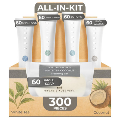 Infuse Pure White Tea and Coconut Hotel Soaps and Toiletries Bulk Set | 1-Shoppe