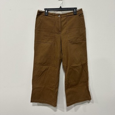 Bridge & Burn Pants Womens 28 Brown Twill Cropped Wide Leg Stretch 26.5 Inseam