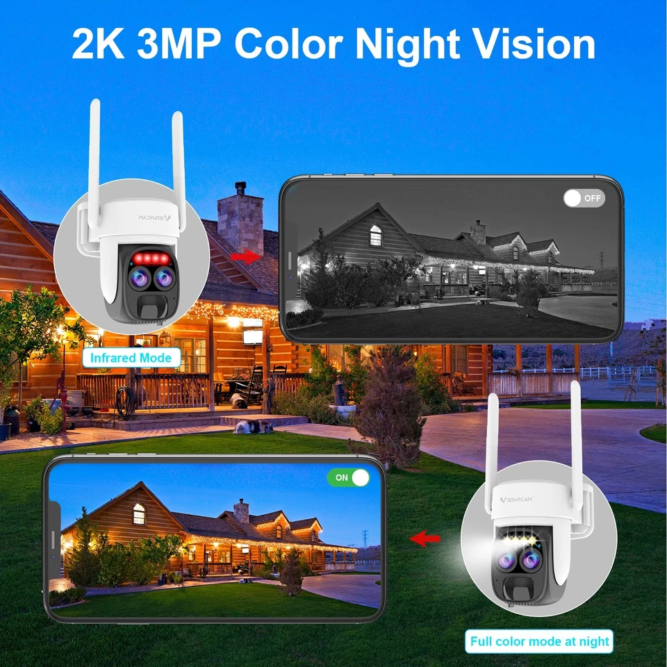 Cámara Solar Exterior Inalámbrica Sin Suscripción, Cámaras Duales, 2K UHD con 10x... Foto 4 de 4