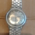Timex Q Men’s Quartz Wristwatch Silver Dial Date Metal Bracelet Vintage