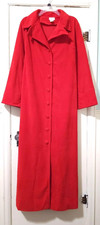 NEW VINTAGE 60s Le Voys LONG Button Felt Bath Robe Housecoat Large RED Pockets