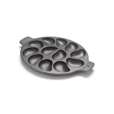 Oyster Grill Pan - Black - Outset: Heavy Duty Cast Iron, Non-Stick, Hand Wash,