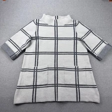 Moth Anthropologie Plaid Mock Neck 3/4 Sleeve Sweater Tunic Top Womens Size L