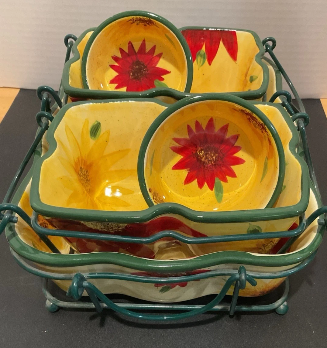 Temp-tations by Tara "Sunflower" Presentable Ovenware 8-Piece Casserole and Bowl
