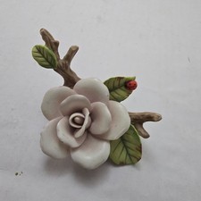 Lefton China Pink Rose Figurine 04991 Hand Painted 1985 Ladybug Vintage Taiwan