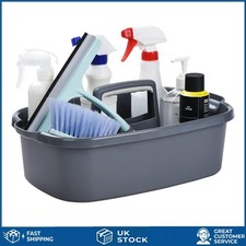 Versatile Heavy Duty Plastic Cleaning Caddy Organiser Basket Gray 16x10x7in
