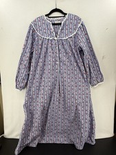 Lanz of Salzburg L Hearts Cottage Core 100 Cotton Flannel Gown Side Pockets
