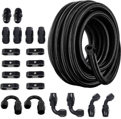 LokoCar 10AN Fuel Line Kit 10AN Nylon Braided Fuel  Hose Fitting Kit CPE 10FT