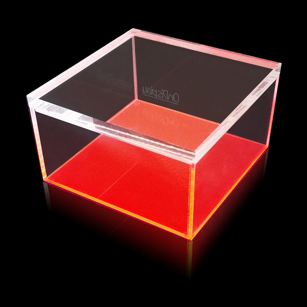 NEW! OnDisplay ELECTRIC NEON LUXE CLEAR ACRYLIC STORAGE TREASURE BOX - LARGE