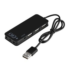 USB 2.0 Hub, 3-Port Headphone Mic with 7.1 Sound Adapter Black