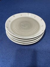 Set Of 4 Sango Rico Taupe 8” Salad Plates #4670 Taupe Cream Embossed Rings