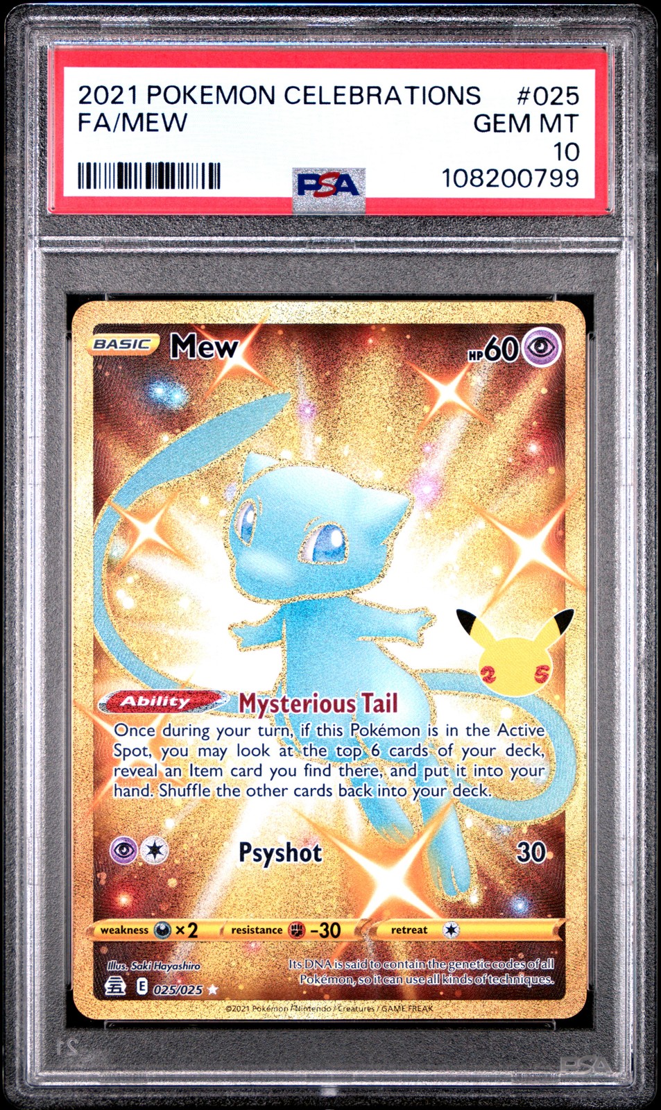 2021 POKEMON CELEBRATIONS #025 FULL ART/MEW PSA 10