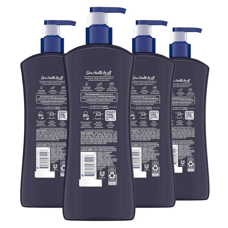 Vaseline Men Cooling Hydration 3-in-1 Lotion 4 Pack, 20.3 oz – Face, Hands & Bod - Image 2 of 4