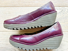 Fly London - Yoni Womens EU-39 Purple Patent Leather Wedge Heel Slip On