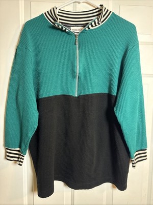 Vintage Jaclyn Smith Woman Plus Size 18W Waffle Knit Zip Collar Sweater