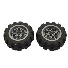 2x Lego Technic Rad 20x30 schwarz Felge Grau Ballon Reifen