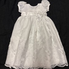 SWEET PEA LILLI Samantha Special Occasion White Dress Short Sleeve Tie 0-3 mo.