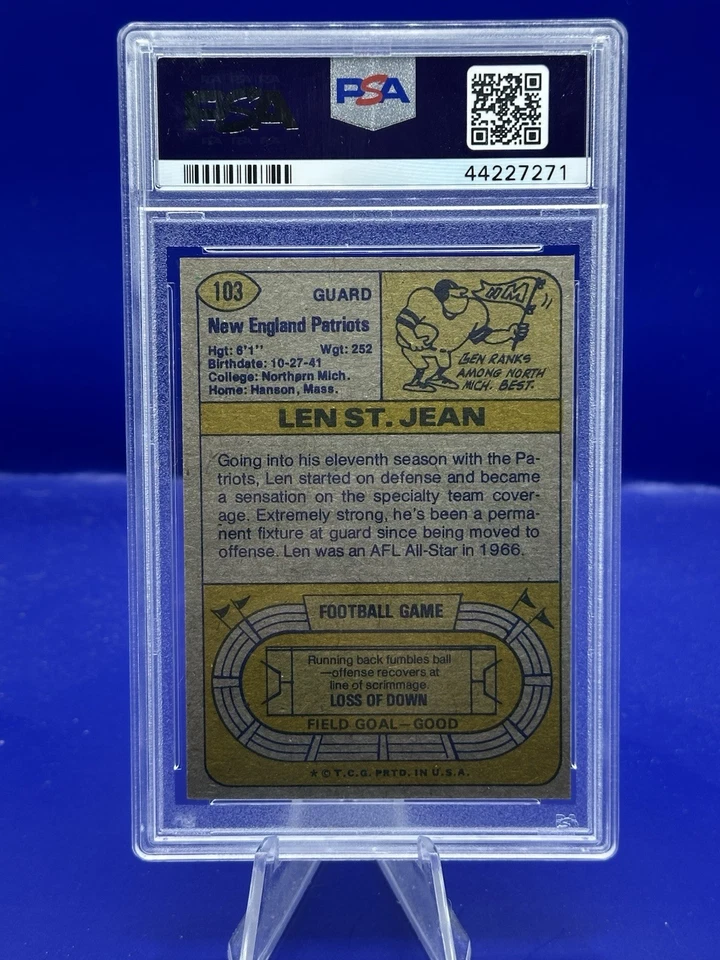 1974 Topps - #103 Len St. Jean PSA 9 Foto 2 de 2