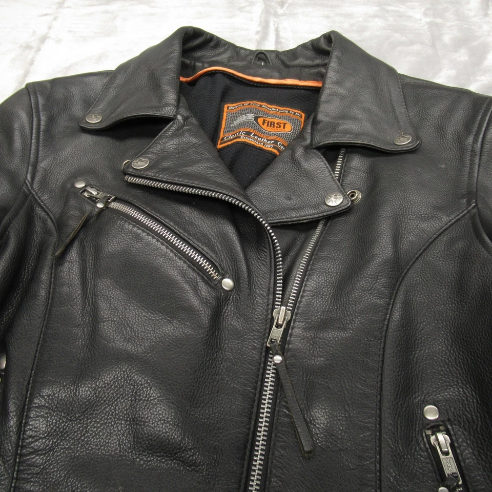 ПЕРВАЯ кожаная куртка женская большая для езды на мотоцикле с заклепками Scarlett подкладка 3 в 1 - Изображение 3 из 4