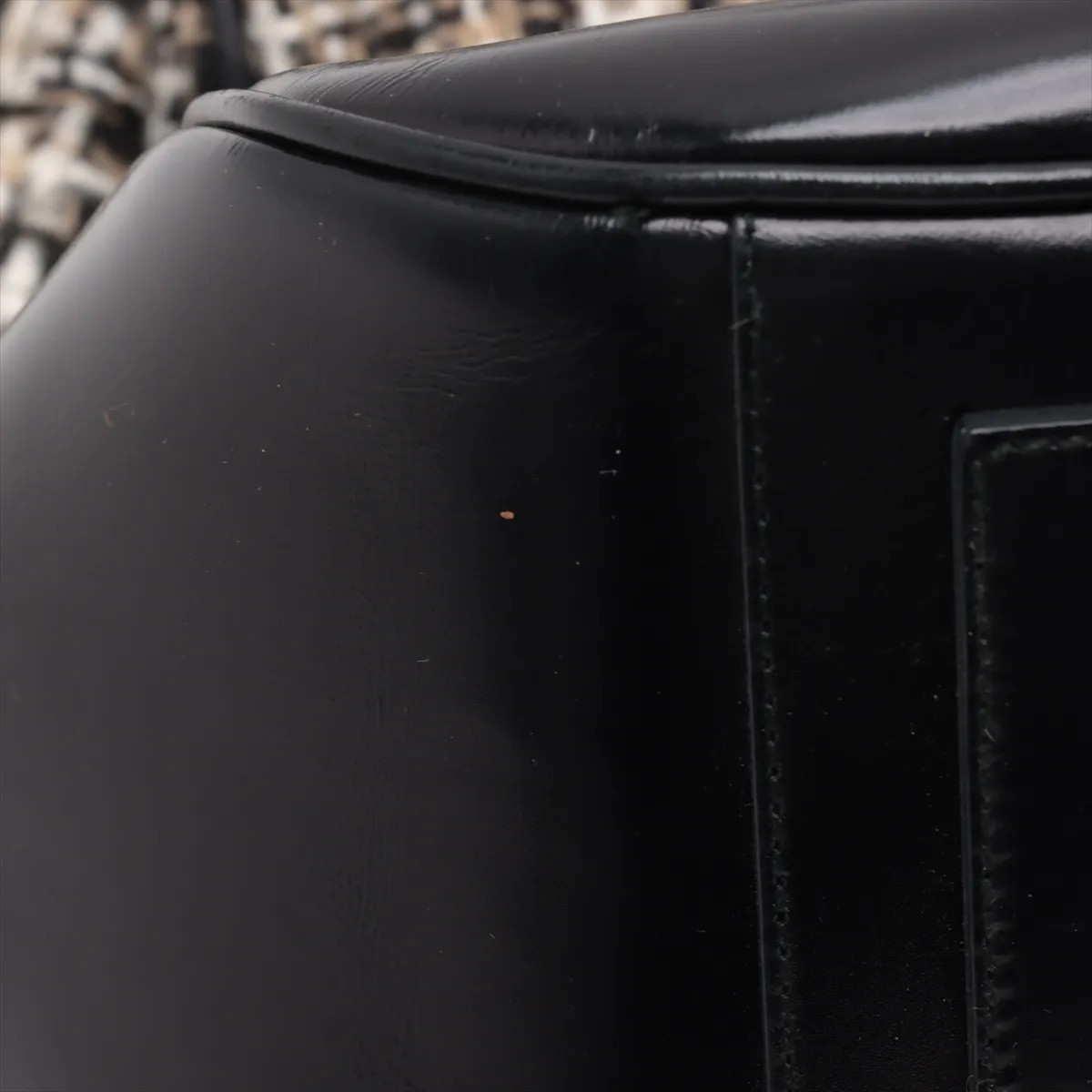 Prada tweed x leather Hand bag Black thumbnail 10