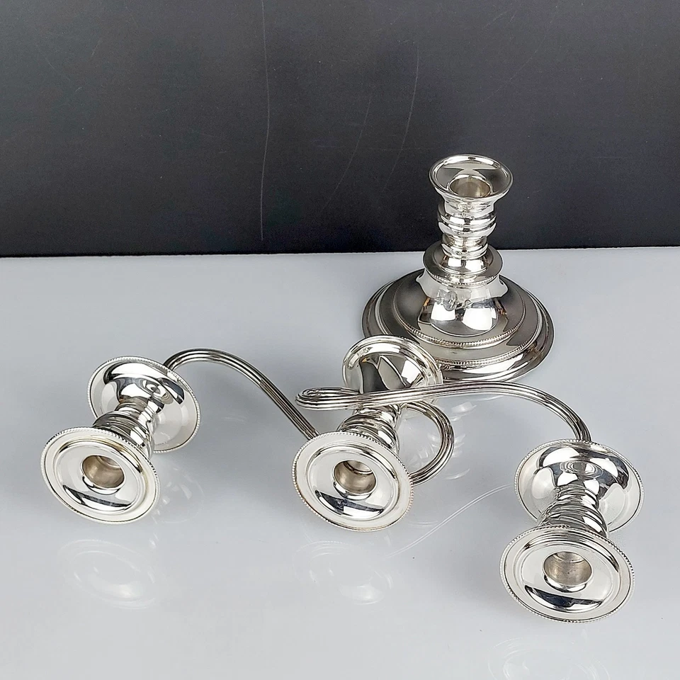 Gleaming Silver Plated On Copper Candelabra - Vintage - Image 2 of 4