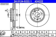 2x ATE Bremsscheibe 24.0124-0222.1 f&uuml;r CITAN RENAULT KANGOO MERCEDES W415 BE KW0