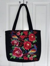 Mexican Oaxaca Black Floral embroidered tote bag, brand new