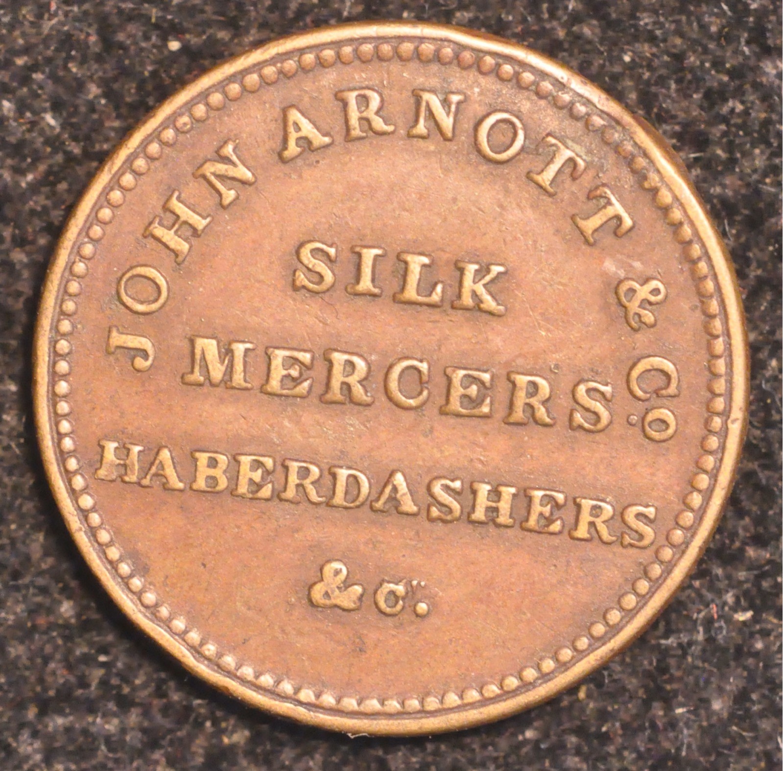 Ireland Unofficial Farthing Token John Arnott Silk Merchants Belfast (T100)