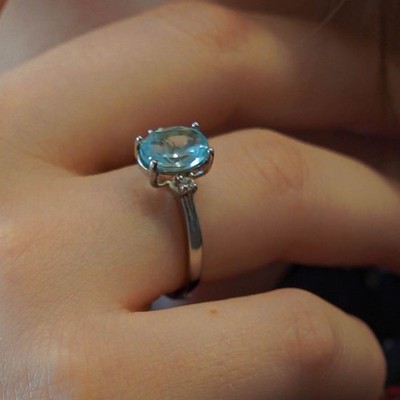 3 Karat natürlicher Schweizer Blautopas Ring 925 Sterling Silber Verlobungsschmuck