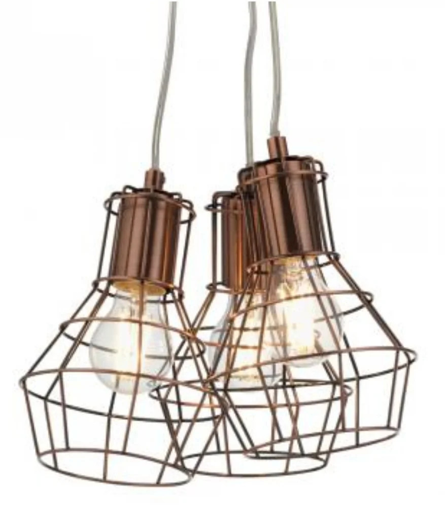 Ceiling Light Copper Kersen 3 Pendant Oaks Lighting 5156/3 P CU