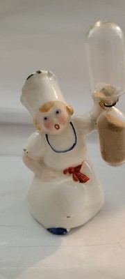 VINTAGE 1950's CHEF  CERAMIC GLASS EGG TIMER, GERMANY, RARE 