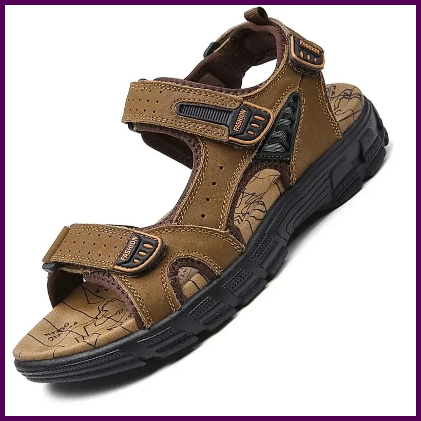 PANTOFOLA D’ORO Sandali De Cuero Moda Para Hombre Zapatos De Verano Casuales Playa Sólido Lujo