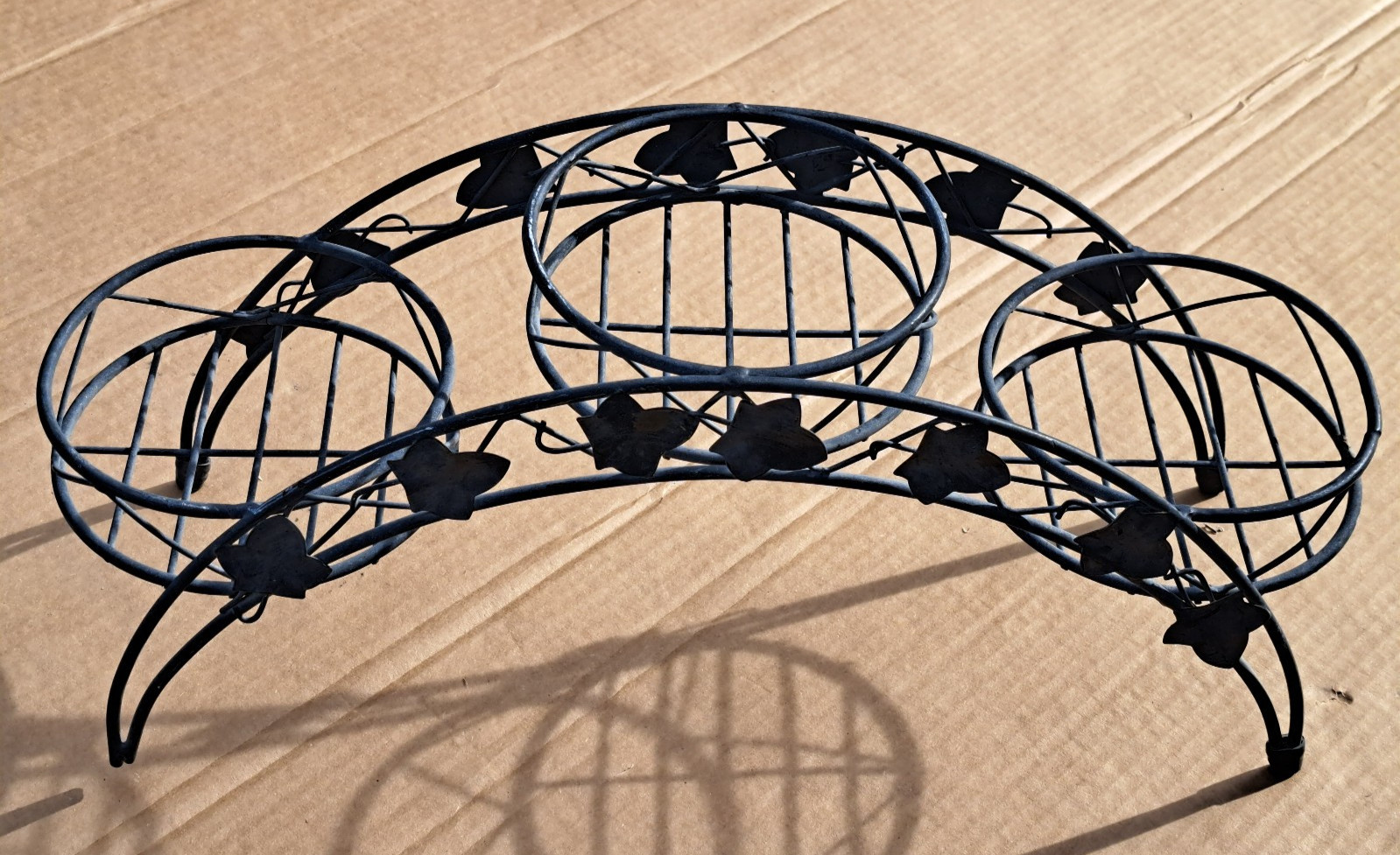 Black Metal Arch Plant Flower Stand 3 Position, Garden Decor, Pot Holder Shelf