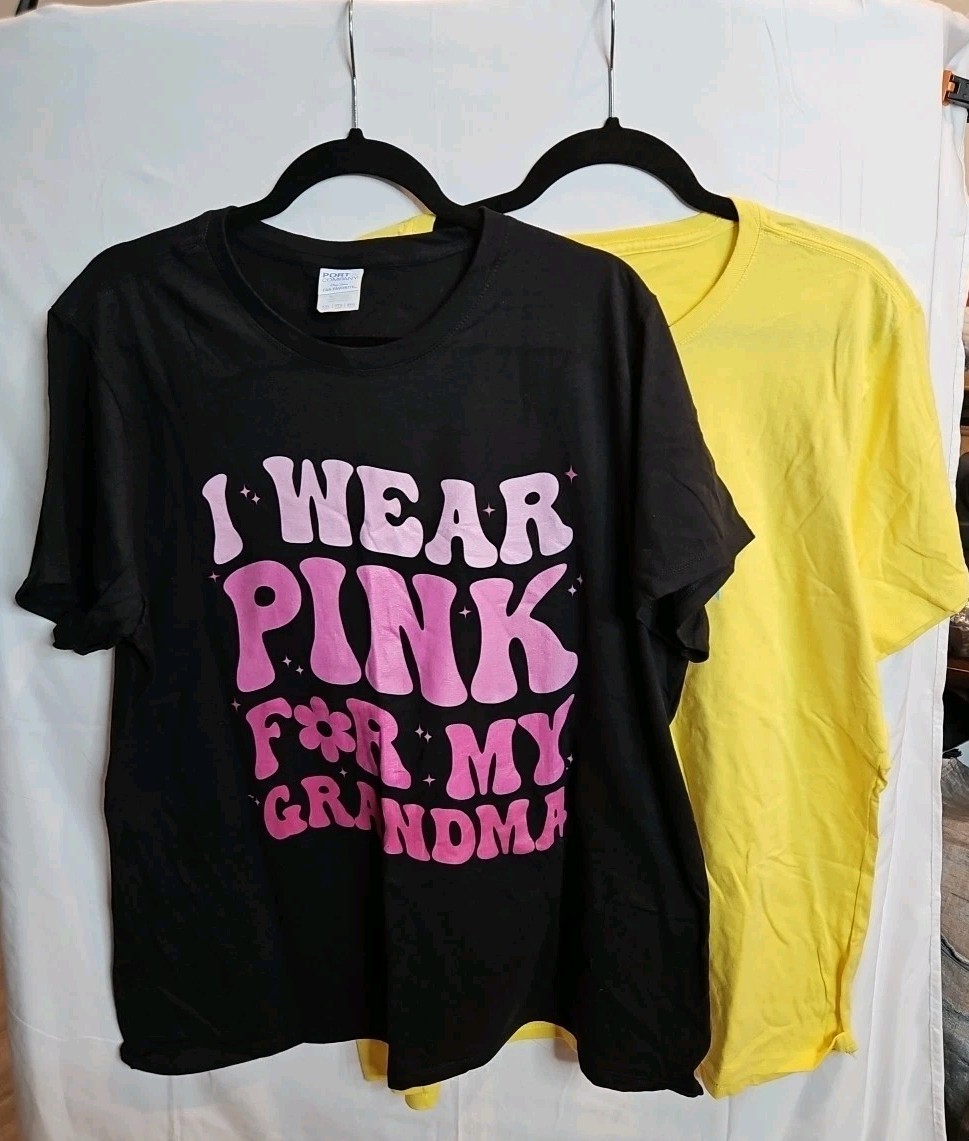 Lot of 2 Womens Size XXL Black & Yellow Graphic Print T-Shirts