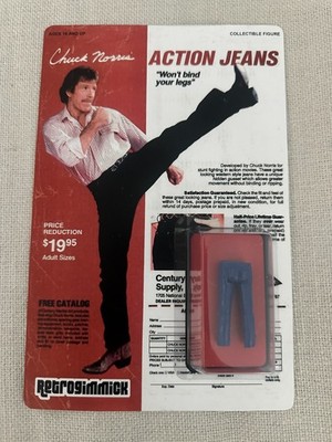 Ultra RARE Chuck Norris Action Jeans Custom Figure! 6x9 Vintage bootleg MOC! DKE
