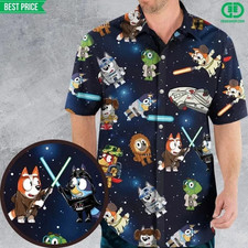 Star Wars Bluey Droid Hawaiian Shirt Button Down Unisex Adult