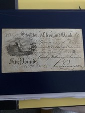 Stockton & Cleveland Bank Provincial Five Pounds banknote1815 (18)